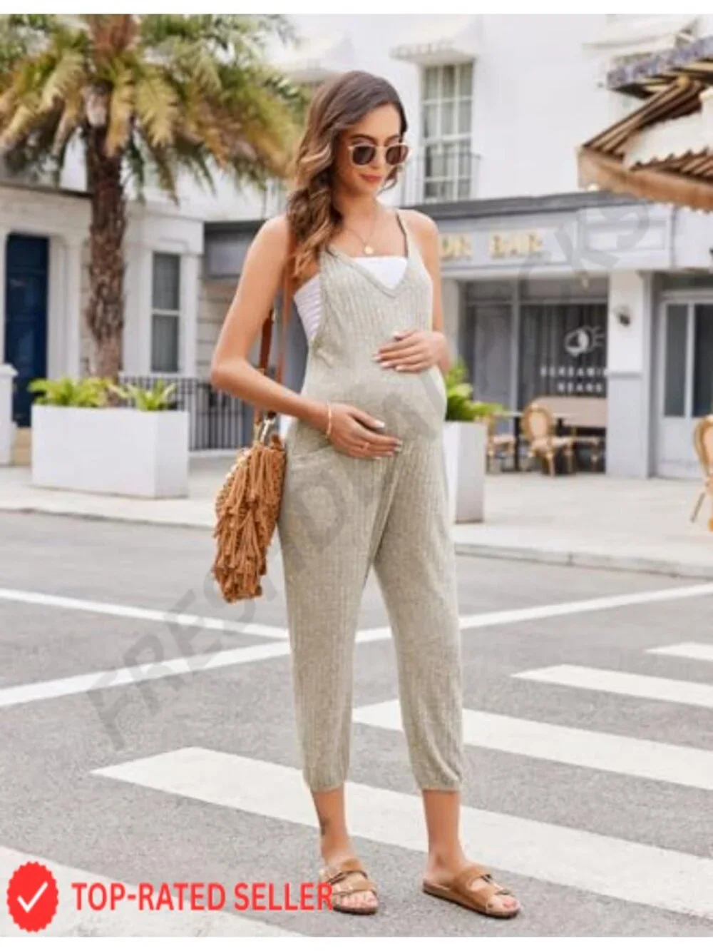 Women's Sleeveless V-Neck Jumpsuit with Pockets